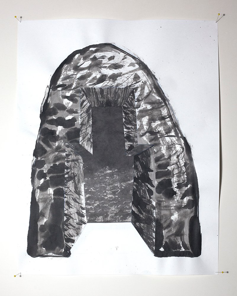 ink drawing for alcove sculpture study by andrew stumpfel