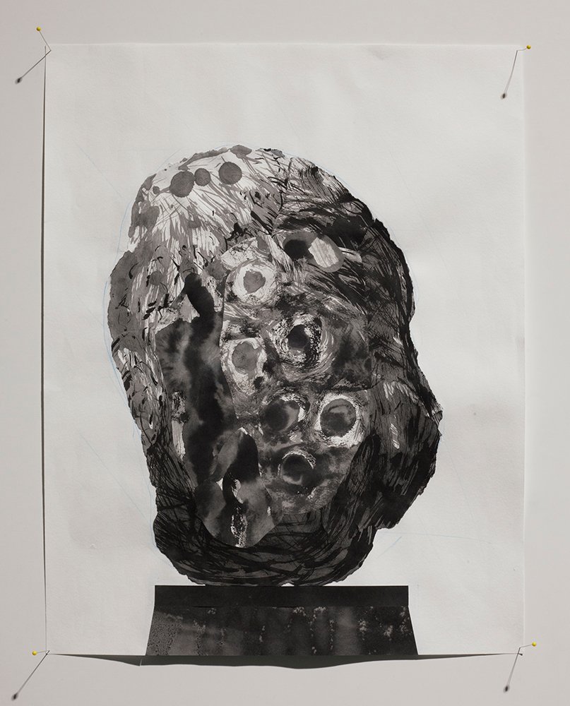 ink painting of a gazing stone