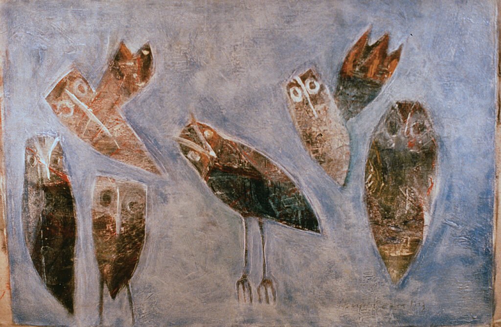 painting of owls by andrew stumpfel c1993